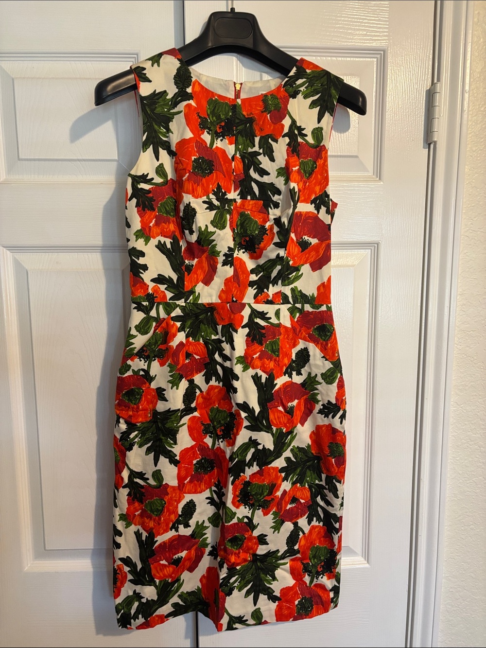 Milly White Midi Dress with Orange Floral Print